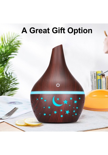 Samdoo 300ml Aromaterapi Dağıtıcı, Küçük Gece Lambası Ve Derin Ahşap Desenli, 15-30 M² Kullanıma Uygun, 2w, 35db Sessiz Çalışma