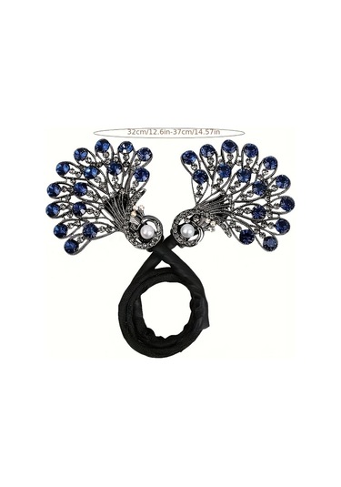 Hightower Kırmızı Vintage Saç Topu Yapıcı - Yeşil Ve Şeffaf Taşlı Zarif Tavuskuşu Tasarımı Kırmızı