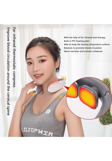 Maoyaya Beyaz Boyun Masaj Aleti, Elektrikli Kablosuz Isıtmalı Servikal Vertebra Rahatlatan Masaj Makinesi Çok Renkli