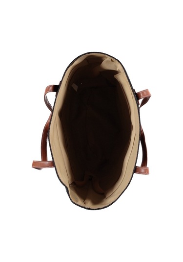 Kadın Hasır Çanta Plaj Çanta Yazlık Premium Çizgili Tasarım Hasır Siyah