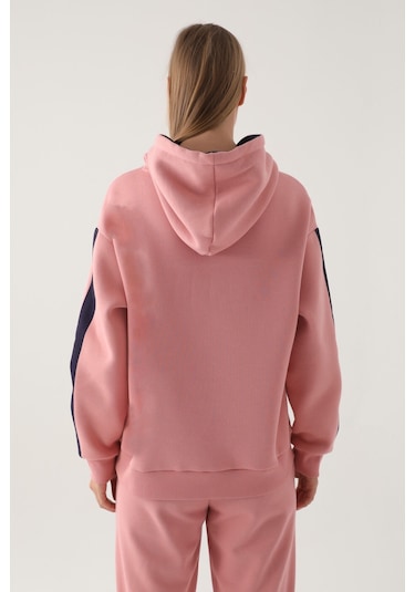 Yale Pembe Kapüşonlu Baskı Detay Kadın Sweatshirt 5274-41207 Pembe