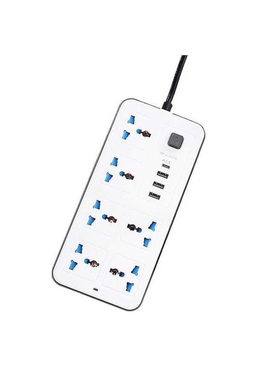 Pazly 6 Ac Soketli 3 Usb Tip C Güç Şeridi 6ft Uzatma Kablosu Ev Aşırı Gerilim Koruyucu Beyaz Eu Plug 1.8 M