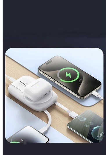 Torima Beyaz 10000mah Magsafe Powerbank Standlı, Kablosuz & Pd 22.5w Hızlı Şarj BEYAZ