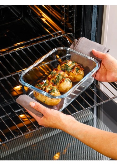 Daniks Dikdörtgen Kapaklı Fırın Kabı, 16.8x23.5x9 Cm 195712130 Beyaz