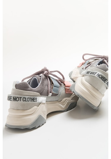 Luvishoes Luvi Shoes Lulen Buz Multi Sim Yazılı Cırtlı Kadın Spor Sneakers Buz - Pembe - Mavi Çok Renkli