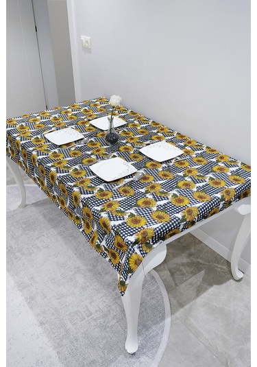 Sufre Sıvı Geçirmez Masa Örtüsü Sofra Bezi Sofra Örtüsü Piknik Örtüsü Ayçiçeği Siyah