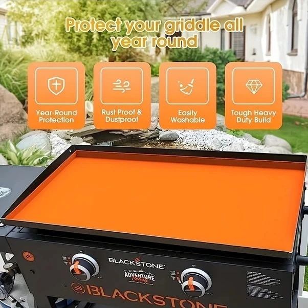 Trendooze 28in Turuncu Silikon Bbq Mat, 356 C Isıya Dayanıklı Kaymaz Izgara Altlığı