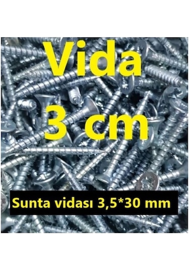 Vida 3 Cm 100 Adet - Ağaç - Ahşap - Sunta Vidası 3.5x30 Mm