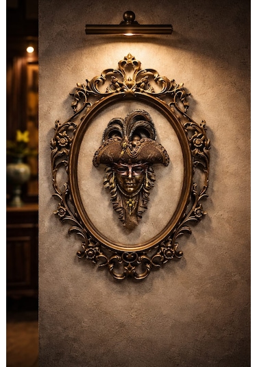 Venezia Oval Çerçeveli Mask Duvar Dekoru