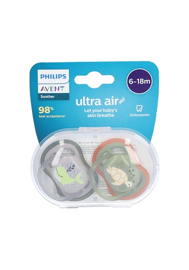 Philips Avent Ultra Air Erkek Bebek Emzik, 6-18 Ay 2'li Set Erkek Çok Renkli