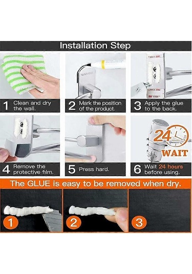 Ganzhoushop 1 Adet - Banyo Saç Kurutma Makinesi Rafı - Alüminyum Saç Kurutma Makinesi Rafı - Kare Tabanlı Gümüş Delme Gerektirmeyen Kurulum Çok Renkli