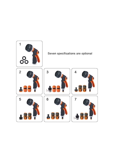 Mufunye Ev Ve Bahçe İçin 8 Fonksiyonlu Yüksek Basınçlı Su Silindiri - Abs+tpr Malzemeyle Araba Yıkama Ve Sulama Aleti