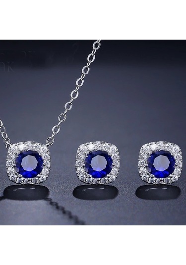 Monemel Kristal Taşlı Kolye Ve Küpe Set N0904set Gümüş