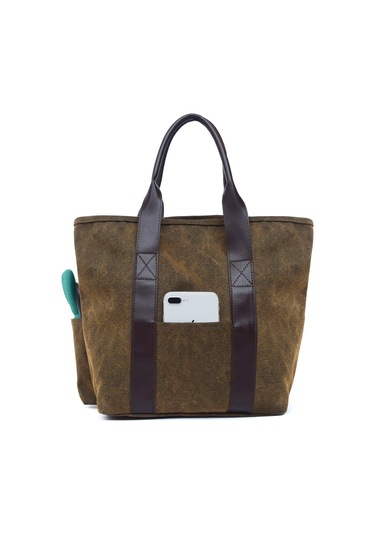 Symbee Kahverengi Kumaş Bahçe Aletleri Çantası - Sağlam Taşıma, Kolay Temizleme Ve Geniş Depolama Kapasitesiyle Bahçe, Çimen Ve Çiftlik İçin