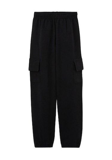 Erkek Çocuk İçi Şardonlu Kargo Cepli Pantolon-15253 Siyah