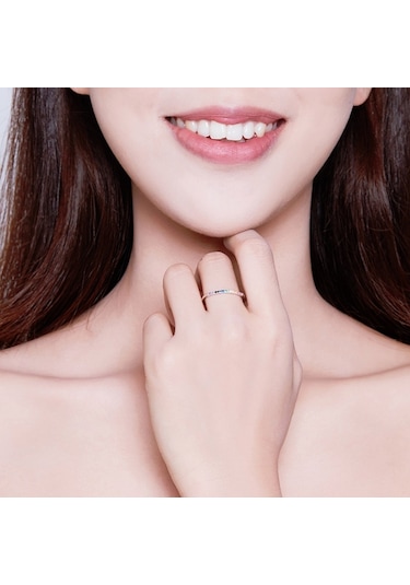 Sterling Silver Ring S925 Colored Zircon Ring, Size:8 Çok Renkli