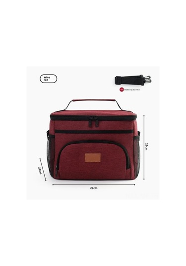 Mufunye Büyük Kapasiteli Isı Yalıtımlı Peva Leakproof Dışarıda Kullanıma Uygun Günlük Yemek Çantası Buzluk Bordo