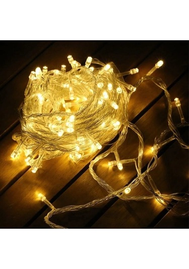 Kenpazar Yılbaşı Aydınlatması 100 Led Perde Hortum Sıcak Beyaz Işık - 10 Metre Dekoratif Şeffaf Kablolu Süs Çok Renkli