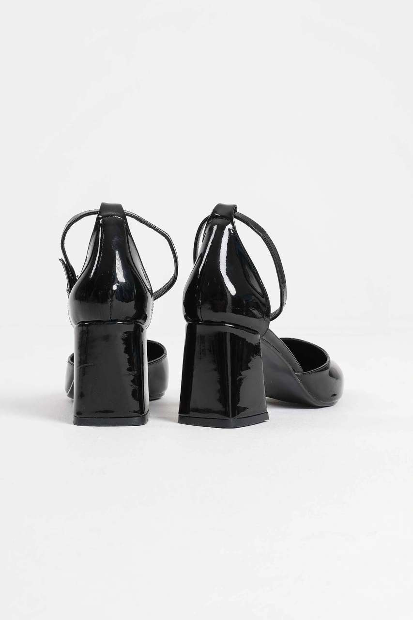 Doren Siyah Rugan Kadın Topuklu Ayakkabı Muhtelif