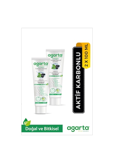 Agarta Doğal Hindistan Cevizi Özlü Aktif Karbon Diş Macunu 2 x 100 ML