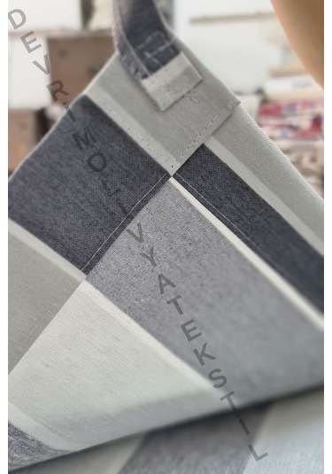 Devrim Olivya Tekstil Halkalı Düz Antrasit Renk Özel Dikim Lüks Balkon Perdesi - En X Yükseklik Ölçü Seçenekleri Antrasit- Gri