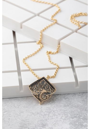 Cenova Kuyumculuk 14 Ayar Altın Taş Detaylı Ejderha Figürlü Erkek Kolye