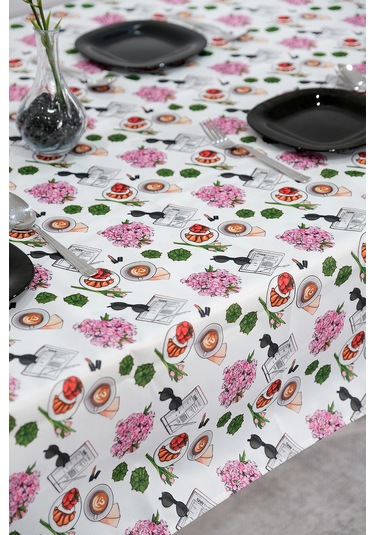 Sufre Sıvı Geçirmez Masa Örtüsü Sofra Bezi Sofra Örtüsü Piknik Örtüsü Pembe