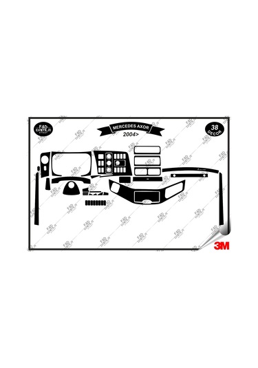 Mercedes Axor 2004 Torpido Konsol Trim Göğüs Maun Kaplama Set 38 Parça Siyah