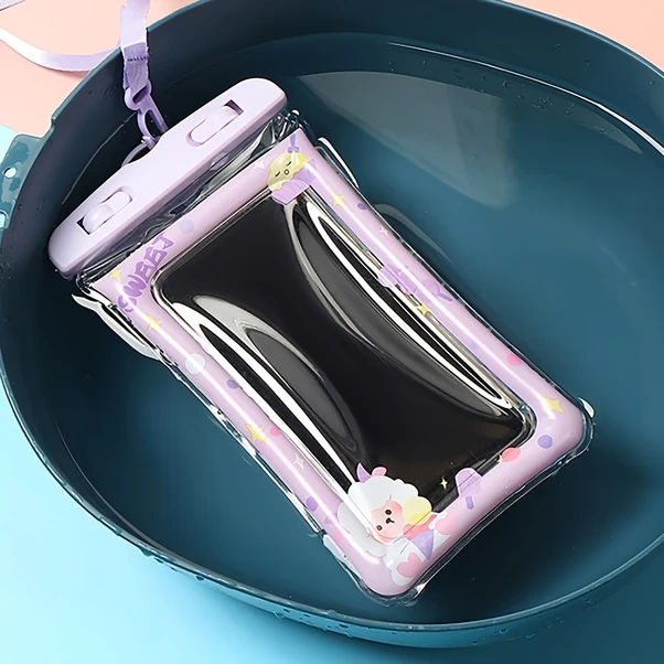 Fochsia Mavi Su Geçirmez Telefon Kılıfı Balonlu Dokunmatik Uyumlu Yüzme Dalış