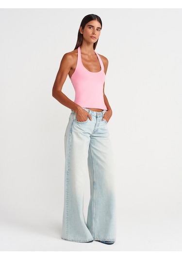 Dilvin 31753 Halter Yaka Top-pembe Pembe