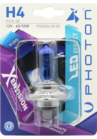 Photon H4 12v 60/55w Beyaz Xen Vision Tekli Blister Ampul