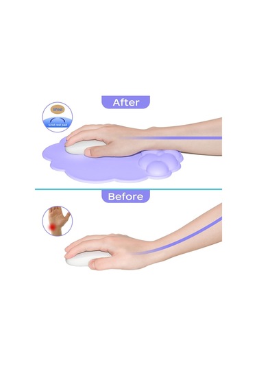 Ev Ofis İçin Deri Bilek Destekli, Hafızalı Köpüklü Bulut Şekilli Bilek Destekli, Kaymaz Pu Tabanlı Mouse Pad