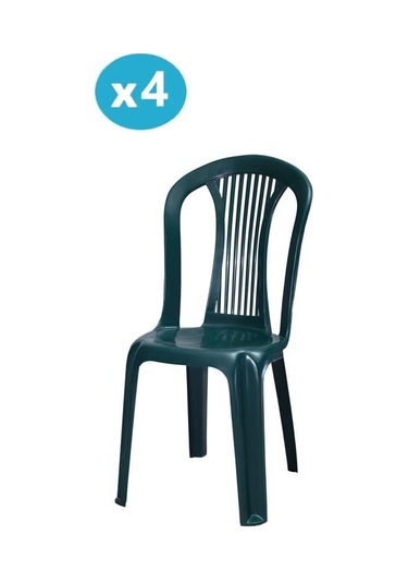 Omnipazar Mt-gf187 Agosto Plastik Bahçe Balkon Sandalye 4'lü Set Yeşil
