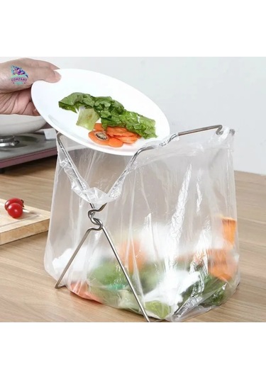 Xiyyadms Paslanmaz Çelik Mutfak Çöp Poşeti Tutucu, Konforlu Tahta Üstü Montajlı, Dayanıklı Ve Rust-önleyici, Gümüş Rengi, 1 Adet