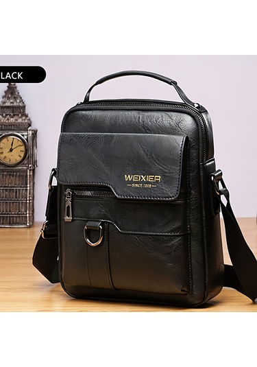 Erkekler İçin Çapraz Askılı Çanta Üst Düzey Erkek Omuz Çantası Retro İş Sırt Çantası Erkek Çantası Günlük Omuz Çantası Siyah