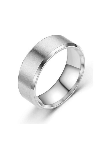 Beyaz Titanyum Çelik Mat Yüzük Melanin, Paslanmaz Çelik Erkek Fırçalanmış Yüzük Yüzük 11-8mm Beyaz
