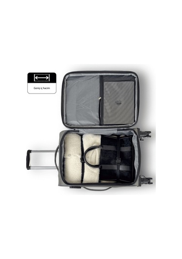 Reymond Oasis Serisi Kumaş Yüzeyli Valiz - Lacivert / Büyük Boy