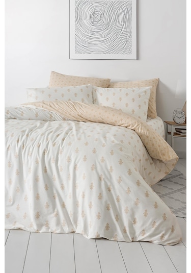 Mix & Match Noelle %100 Pamuk Çift Kişilik Nevresim Seti Bej