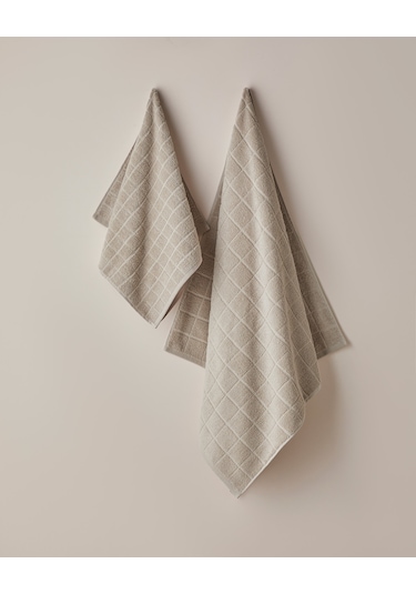 English Home Chequer Pamuk Banyo Havlusu 80x150 Cm Bej Bej