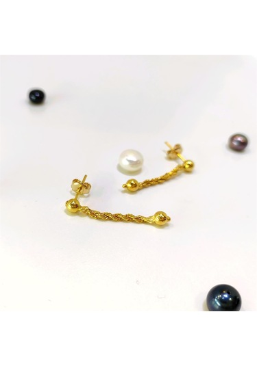 Altın Ürünler Halat Zincirli Küpe 14 Ayar