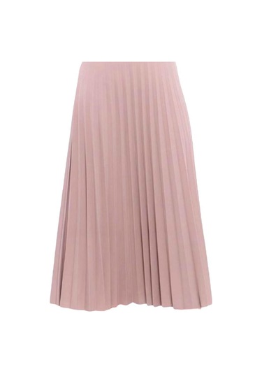 Pileli Pamuklu Dokuma Viskon Kışlık Etek 95 Cm - 38-48 Vizon