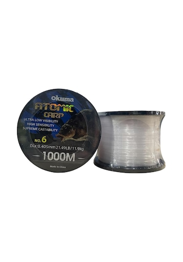 Okuma Atomic Carp 1000mt 0.405mm Bobin Sazan Misinası Şeffaf