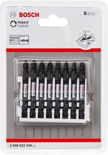 Bosch Impact Ctrl Çift Taraf Vidalama Ucu Paketi 8'li 65 MM - 2608522344