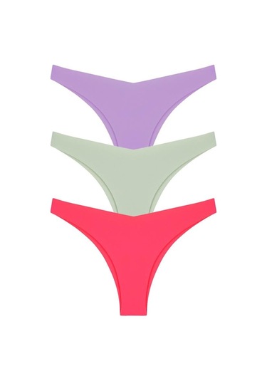 Lazer Kesim Kadın Brezilya Külot 3'lü Paket-1 Çok Renkli 1 Çok Renkli