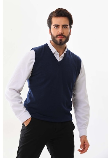Günay Erkek V Yaka Yün Süveter 0108 Lacivert
