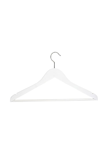 Nyn Ahşap Askı Şık Barlı Elbise Pantolon Askısı Beyaz Renk 4 Adet