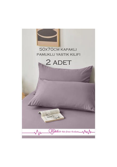 2 Adet Lüks Pamuklu Yastık Kılıfı 50x70 Kapaklı Model, Pamuklu Yastık Kılıfı Lila