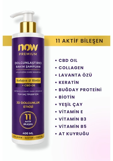 Now Premium Kolajen & Biotin Dolgunlaştırıcı Bakım Şampuanı 400 ML