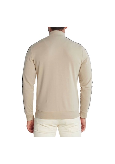 Guess Erkek Full Fermuarlı New Arlo Sweatshirt Bej