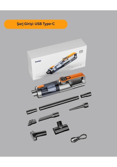 Kompakt Şarjlı El Süpürgesi Kuru Ve Sıvı Temizlik 5 Aparatlı